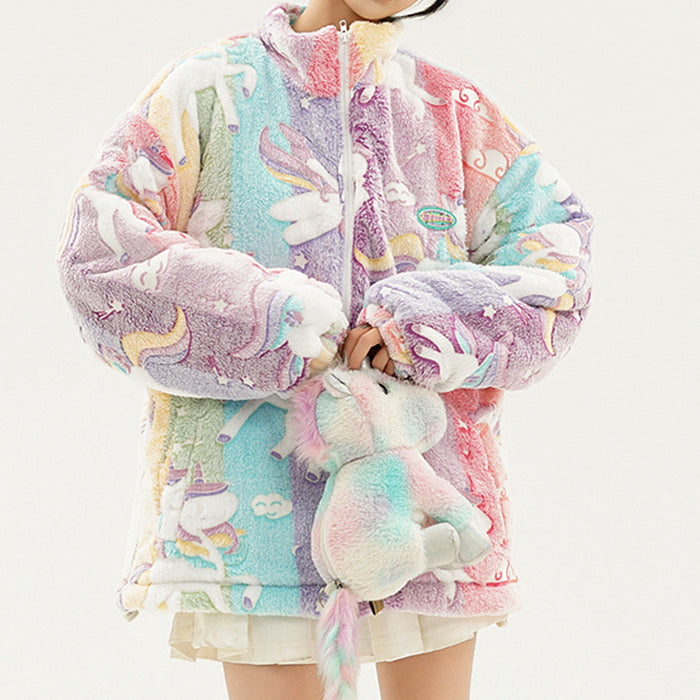 ENCHANTED UNICORN FLEECE JACKET RAINBOW UNICORN FLEECE