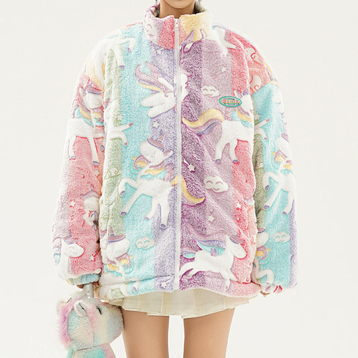 ENCHANTED UNICORN FLEECE JACKET RAINBOW UNICORN FLEECE