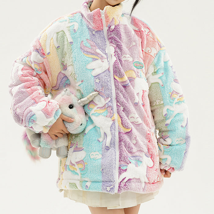 ENCHANTED UNICORN FLEECE JACKET RAINBOW UNICORN FLEECE