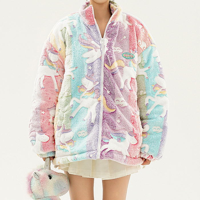 ENCHANTED UNICORN FLEECE JACKET RAINBOW UNICORN FLEECE