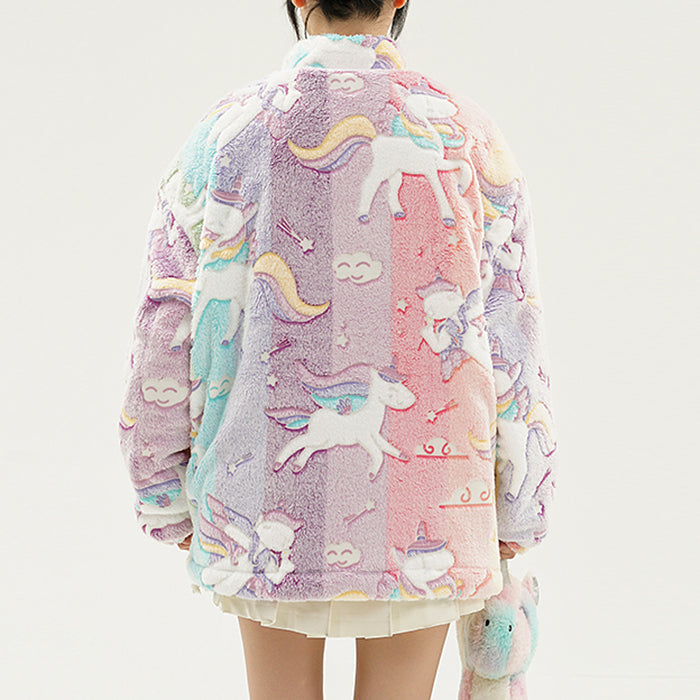 ENCHANTED UNICORN FLEECE JACKET RAINBOW UNICORN FLEECE