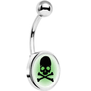 Green Black Skull Belly Ring