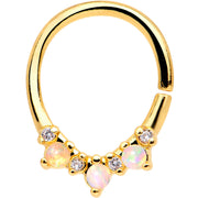 16G White Synthetic Opal Gold Tone Perfect Pairing Seamless Ring