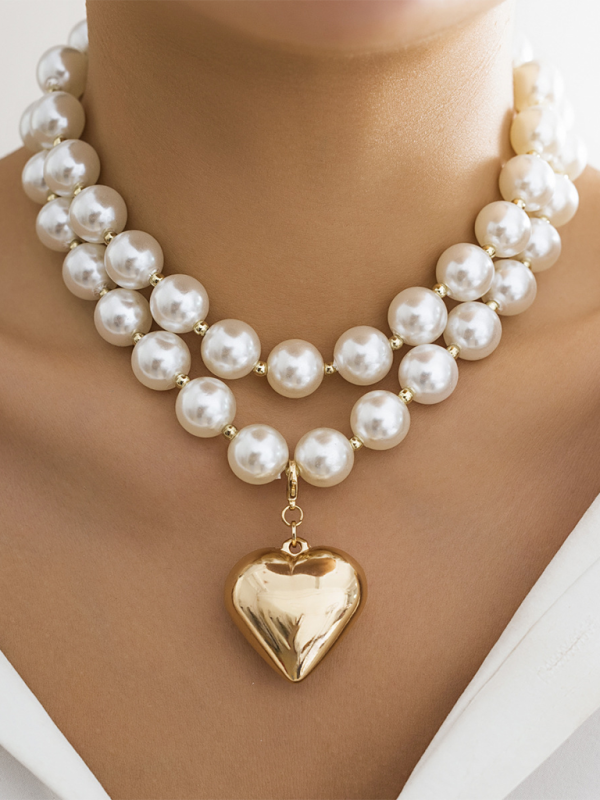 Exaggerated round punk collarbone chain Geometric beads Beaded necklace - Pattern7 / FREESIZE