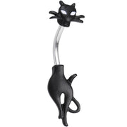 Clear Gem Sleek Black Cat Double Mount Belly Ring