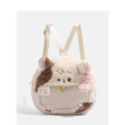 Cute cat pattern backpack, toddler purse, small backpack purse for students, mini backpack, versatile plush backpack