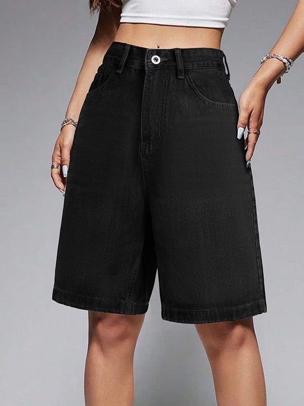 Women's Baggy Jeans Jorts Mid-Low Waisted Denim