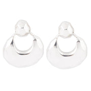 Faceted Sterling Silver Doorknocker Post Earrings