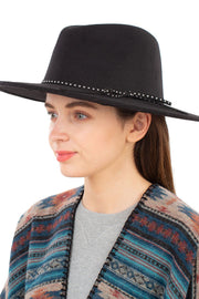Fall Fabric Fedora Hat with Dots Ribbon Trim