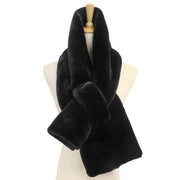 Fall Winter Solid Faux Fur Pull Through Scarf
