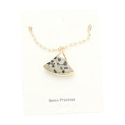 Fan Shaped Semi Precious Stone Pendant Necklace