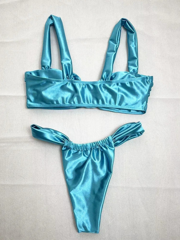 Fashion Sexy Women’s Solid Color Smooth Bikini Set