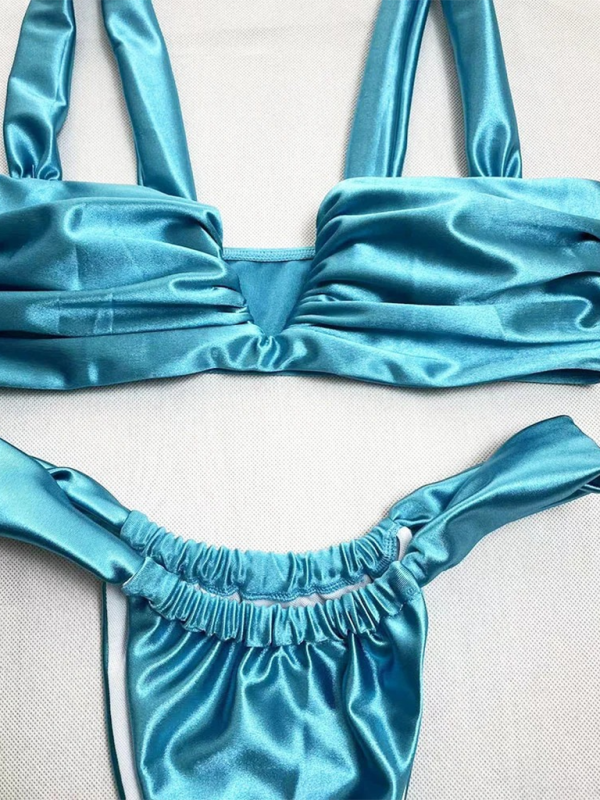 Fashion Sexy Women’s Solid Color Smooth Bikini Set