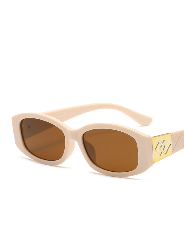 Fashion small frame glasses novelty hot girl diamond pattern decorative square frame sunglasses - Cream / FREESIZE