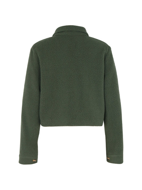 Fashion women’s solid color polar fleece short jacket