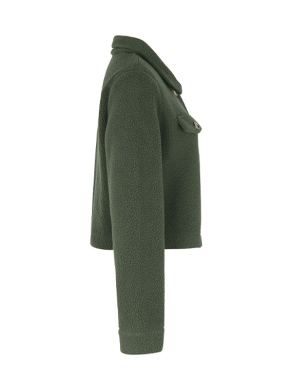 Fashion women’s solid color polar fleece short jacket