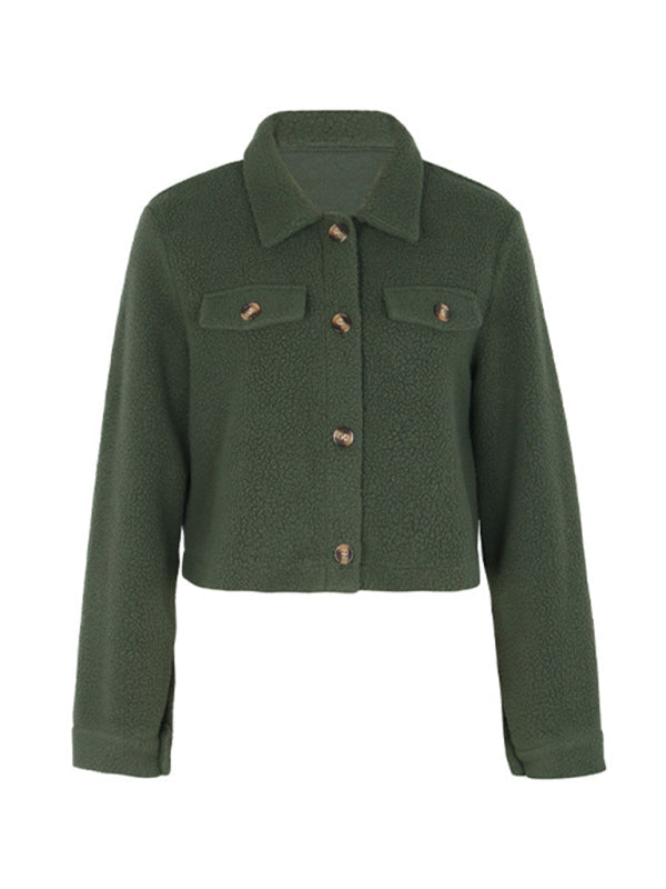 Fashion women’s solid color polar fleece short jacket