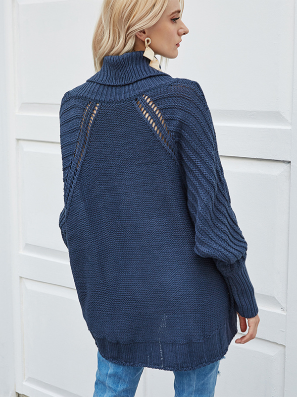 Fashionable casual bat sleeve loose women’s turtleneck sweater