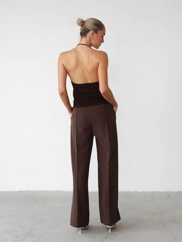 Fashionable sexy and comfortable hole-punch cardigan with open back