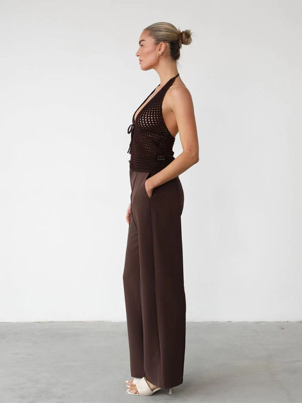 Fashionable sexy and comfortable hole-punch cardigan with open back