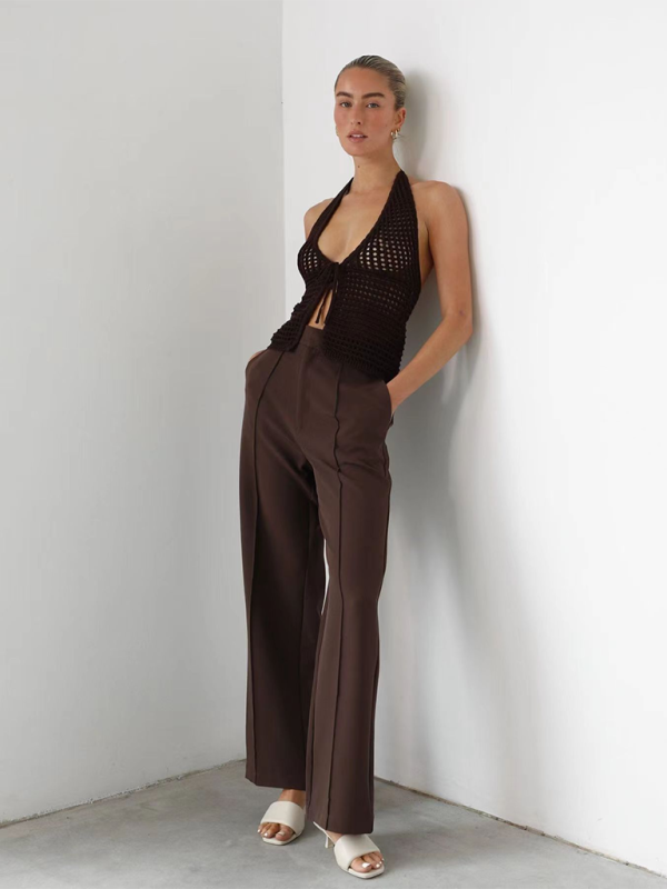 Fashionable sexy and comfortable hole-punch cardigan with open back