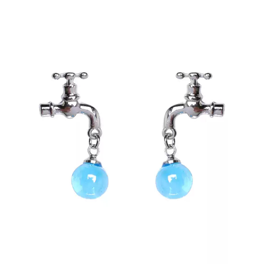 FAUCET EARRINGS: BLUE BEADS AND WATER DROPLETS