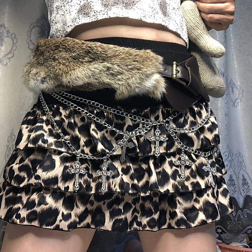 FAUX FUR BELT VINTAGE LEATHER GUITAR STRAP