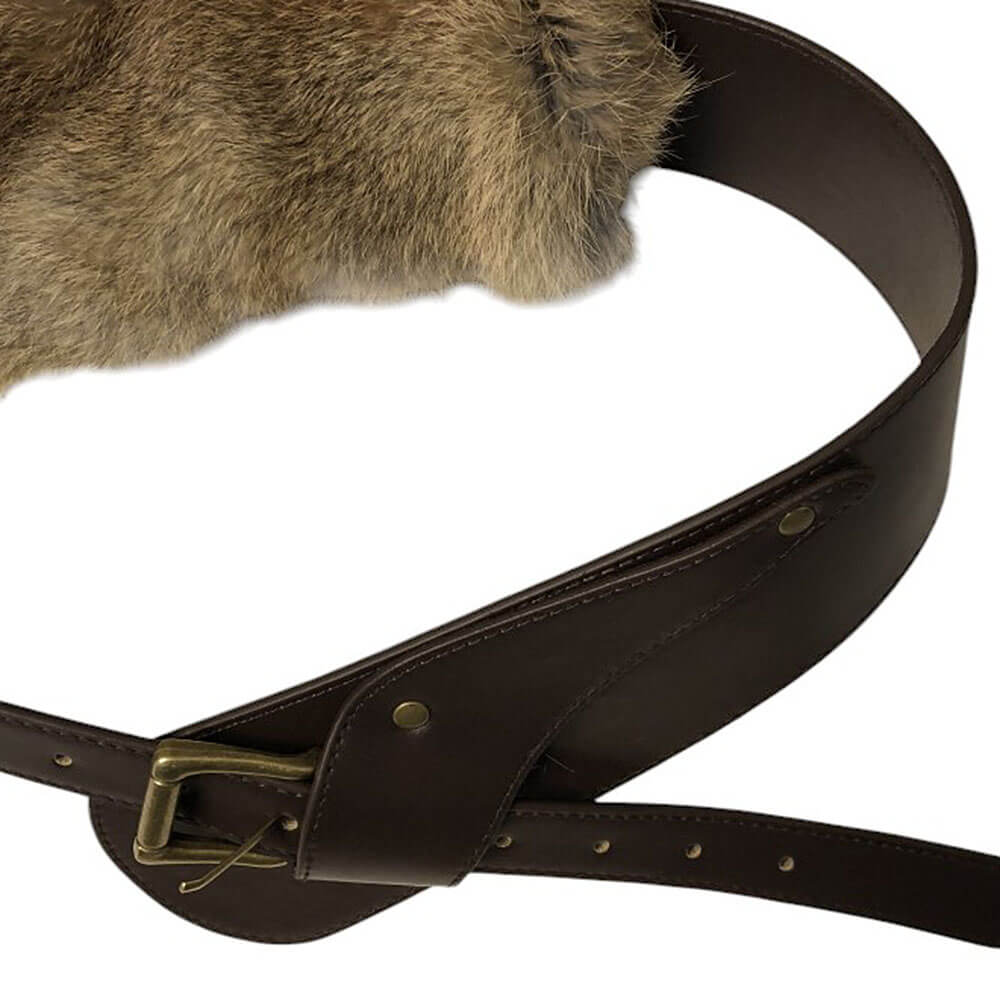 FAUX FUR BELT VINTAGE LEATHER GUITAR STRAP