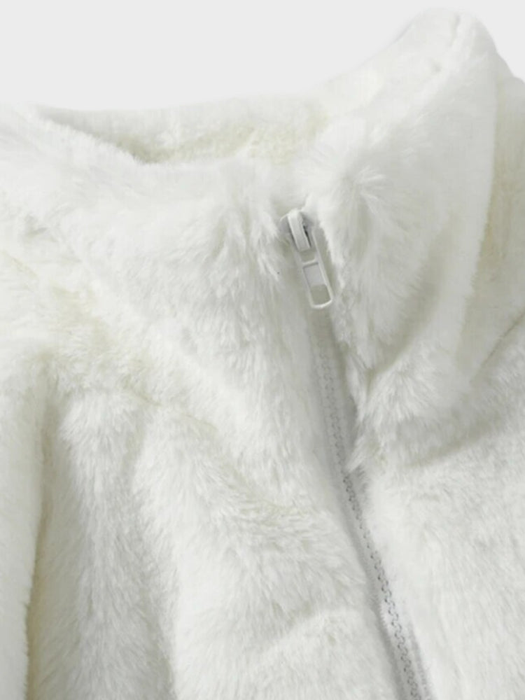 FAUX FUR JACKET WITH WHITE CROSS FOR WINTER ADVENTURES AND EVERYDAY WEAR