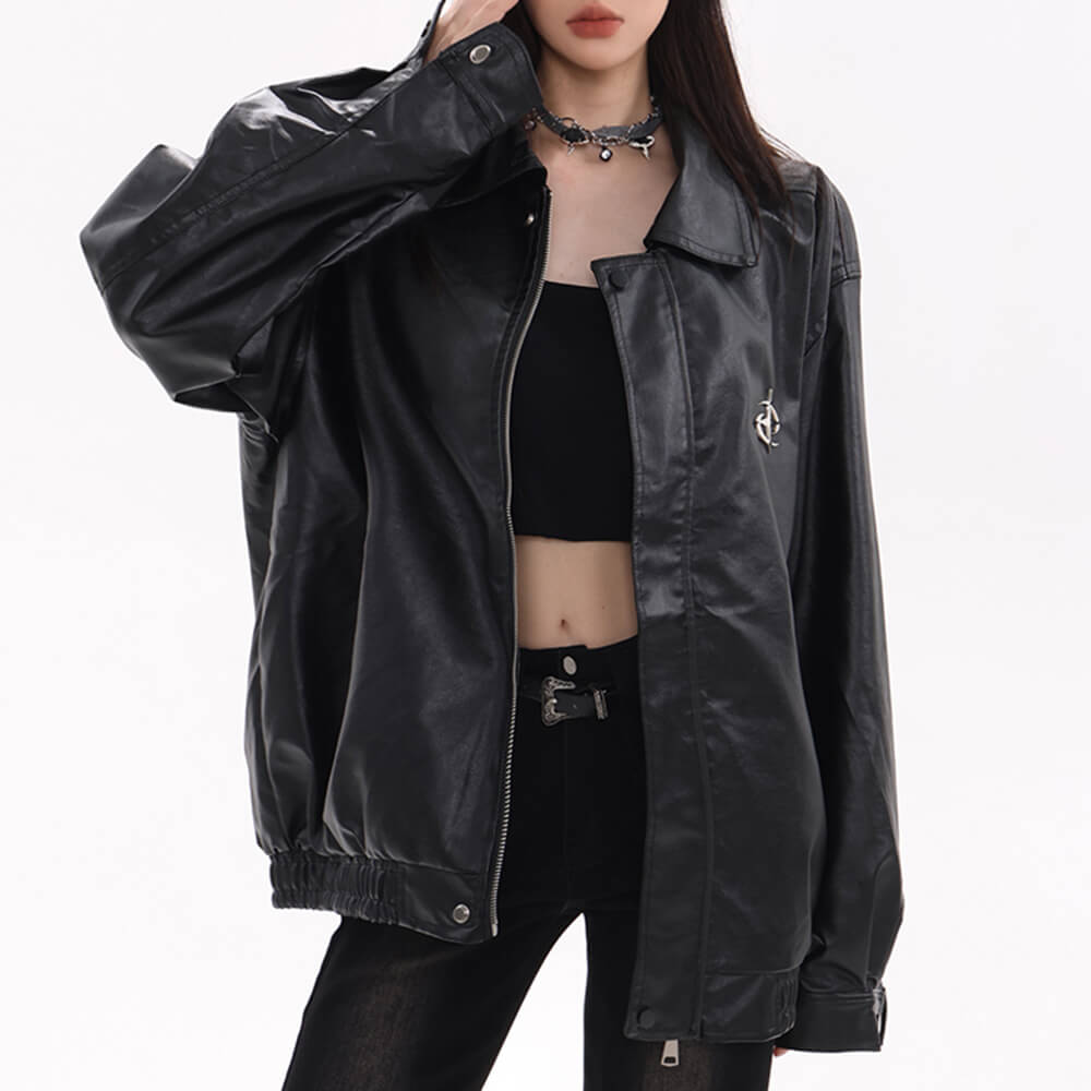 FAUX LEATHER JACKET STEEL STAR OVERSIZED