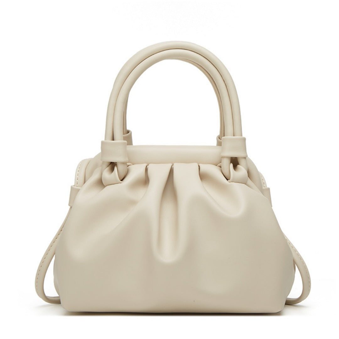 Top handle small purse, small tote purse with crossbody strap, Versatile pleated stylish underarm bag