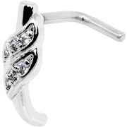 20G Clear CZ Swish Faux Hoop L Shaped Nose Ring