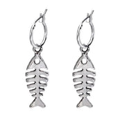 FISH BONE EARRINGS SILVER ZINC ALLOY ALTERNATIVE FASHION