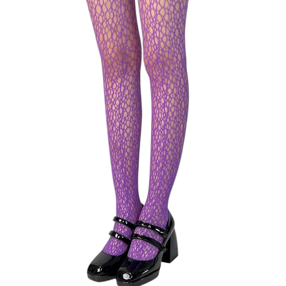 FISHNET STOCKINGS BURGUNDY DIVA AESTHETIC MESH TIGHTS FREE SIZE