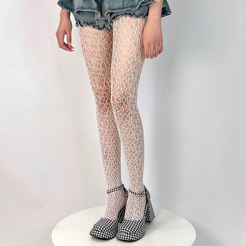 FISHNET STOCKINGS BURGUNDY DIVA AESTHETIC MESH TIGHTS FREE SIZE