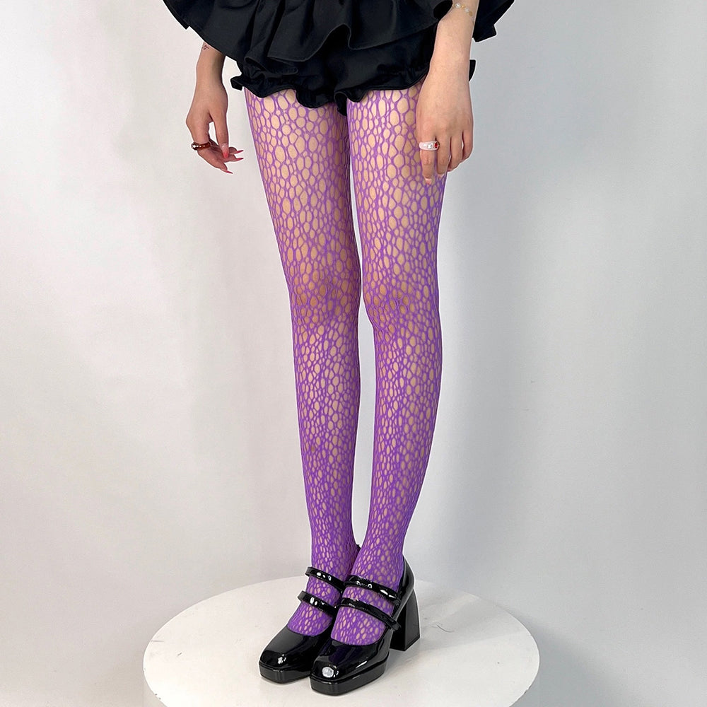 FISHNET STOCKINGS BURGUNDY DIVA AESTHETIC MESH TIGHTS FREE SIZE