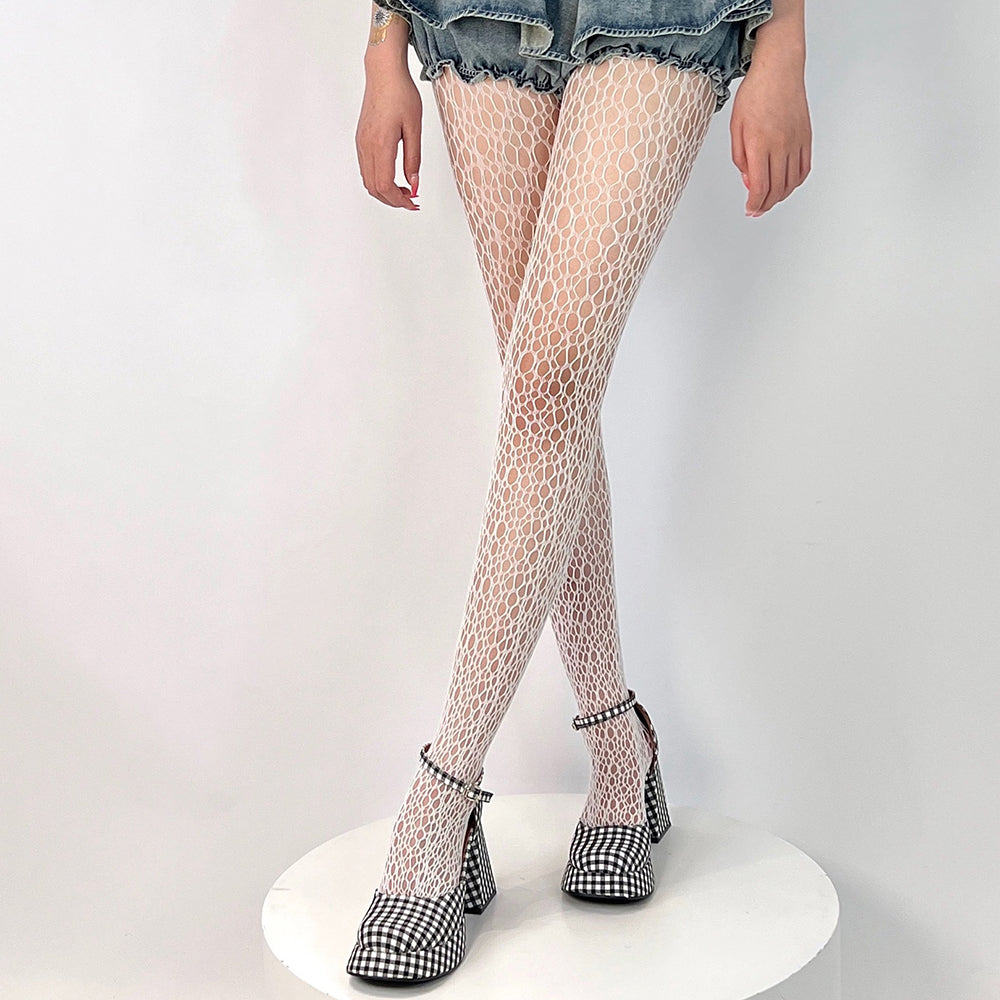 FISHNET STOCKINGS BURGUNDY DIVA AESTHETIC MESH TIGHTS FREE SIZE