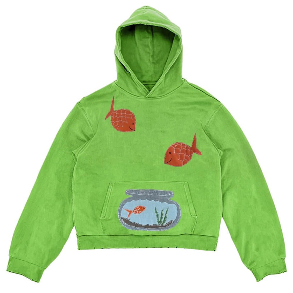 FISHPRINT HOODIE FEATURING VIBRANT RED FISH