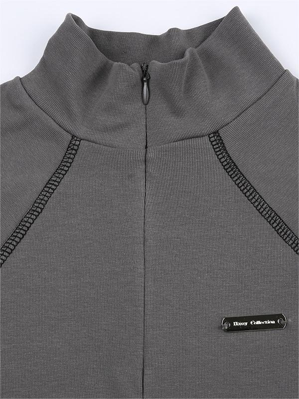 FITTED LONG SLEEVE TOP WITH INTRICATE SEAM DETAILS FOR CYBERPUNK STYLE