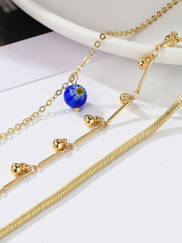 Five-pointed star stacked zircon metal necklace multi-layer necklace new style