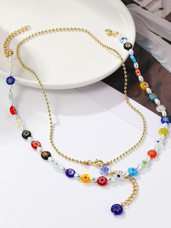 Five-pointed star stacked zircon metal necklace multi-layer necklace new style