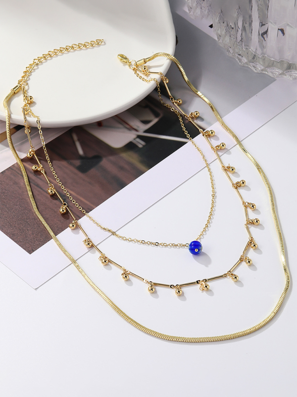 Five-pointed star stacked zircon metal necklace multi-layer necklace new style