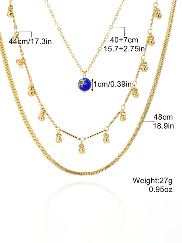 Five-pointed star stacked zircon metal necklace multi-layer necklace new style