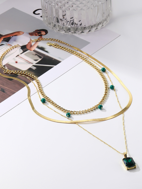 Five-pointed star stacked zircon metal necklace multi-layer necklace new style