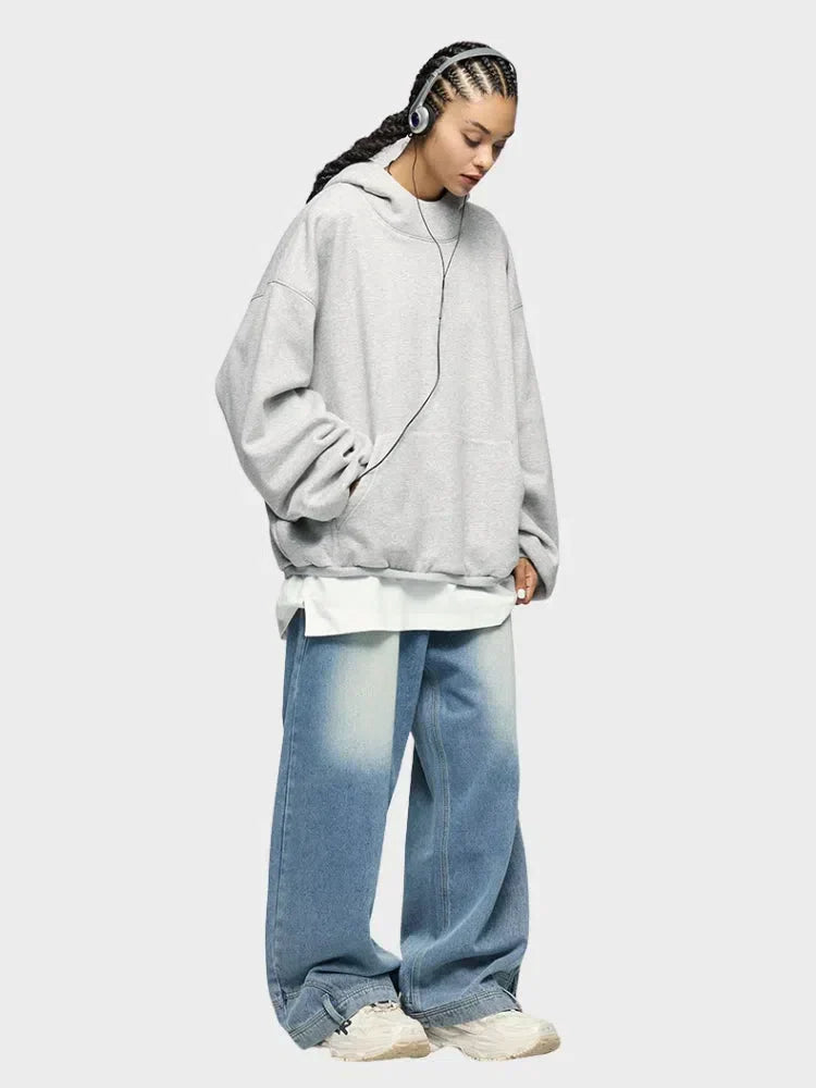 DARK BLUE FLEECE HOODIE - FLAME FLEECE HOODIE
