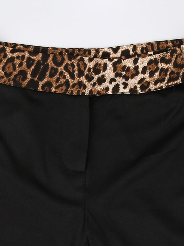 FLARED PANTS WITH LEOPARD PRINT WAISTBAND AND INSERT