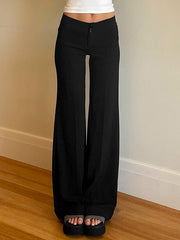 FLARED TROUSERS BLACK FLARED STRAIGHT LEG DESIGN