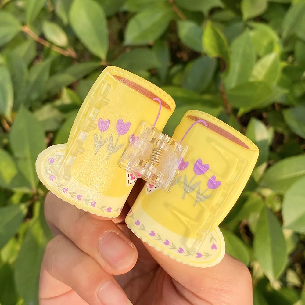 FLORAL ACRYLIC TEA CUP HAIR CLAW CLIP