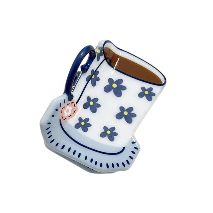 FLORAL ACRYLIC TEA CUP HAIR CLAW CLIP