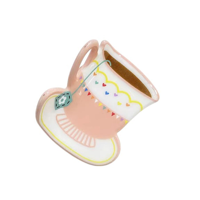 FLORAL ACRYLIC TEA CUP HAIR CLAW CLIP